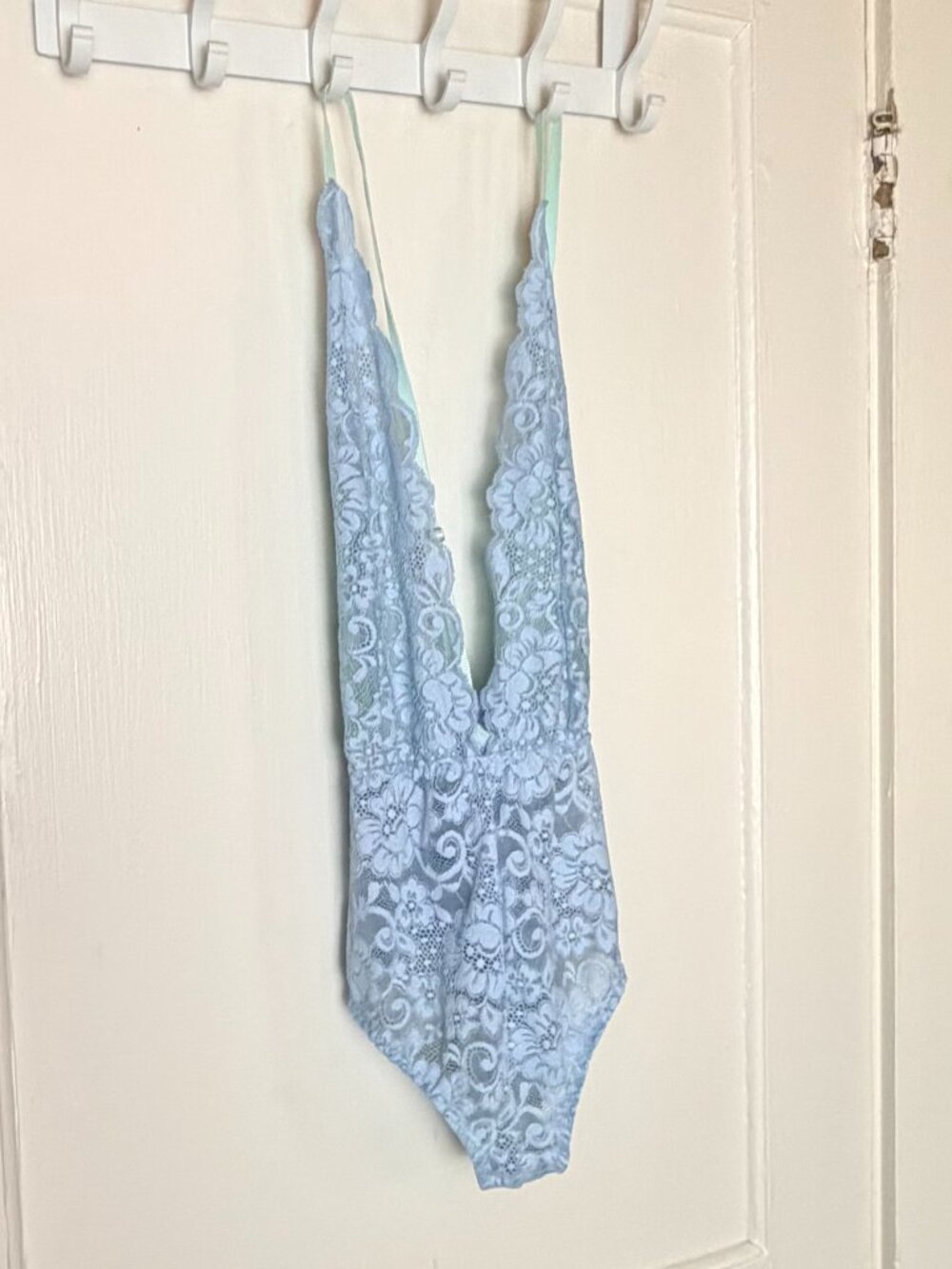 HAH We Are HAH Lace Teddy Bodysuit | Size Small | Powder Blue